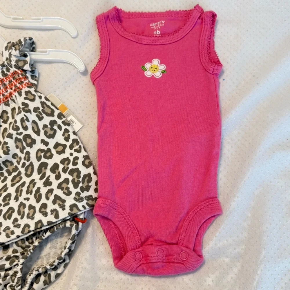 Carter’s Newborn Bundle New & preowned Leopard Print outfit One piece Bodysuits